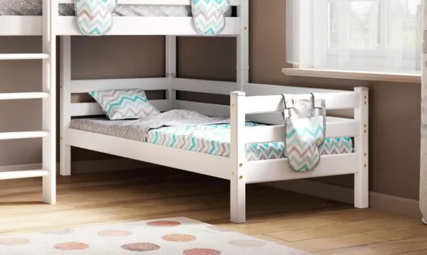 Вариант 7 Угловая кровать "Соня" с прямой лестницей Белый