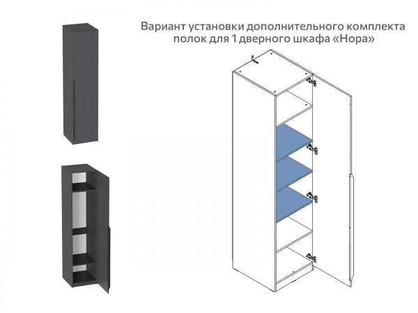 Комплект полок для 1 дв и 3 дв шкафа "Нора"